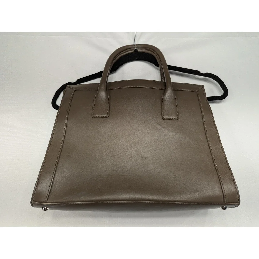 Nine‎ West Colorblock Snakeskin Trim Satchel Handbag Brown Beige Silver